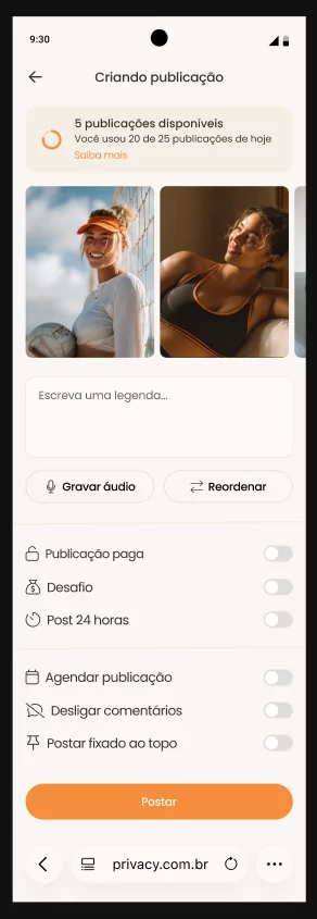 Aviso nos últimos 5 posts do dia: a criadora vê quantos já usou